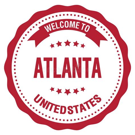 Welcome To Atlanta United States Words Written On Red Stamp Stock