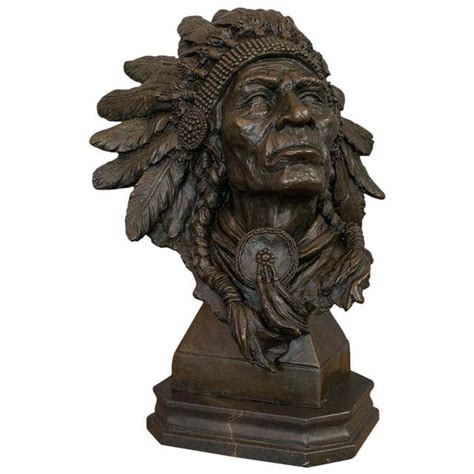 Rare And Regal Cast Stone Native American Indian Cheif Bust At 1stdibs