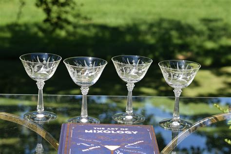 sold ~ reserved for precious vintage etched crystal cocktail glasses set of 10 fostoria