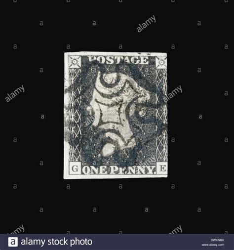 The First Postage Stamp Penny Black One Pence Victorian Uk Postage
