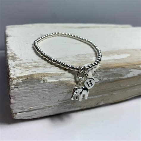 Personalised Solid Silver Elephant Charm Bracelet By Nest