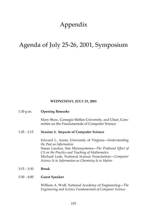 Home >computer science homework help. Appendix: Agenda of July 25-26, 2001, Symposium | Computer ...