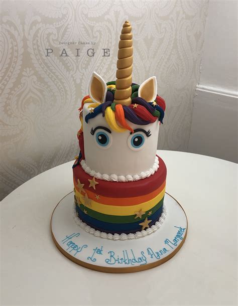 Using a hand mixer, mix powdered sugar, butter, vanilla extract, and milk until well combined to make the frosting. Two tier rainbow unicorn birthday cake in 2020 | Unicorn ...