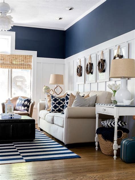 See more ideas about navy and white living room, navy and white, accent walls in living room. Neutral and Gray Living Room Makeover | Navy, white living ...