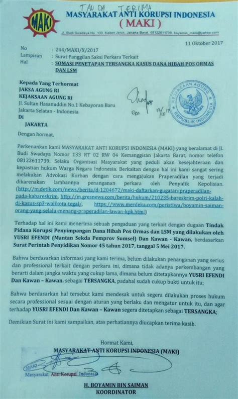 Contoh Surat Laporan Pengaduan Korupsi Ke Kejaksaan Imagesee