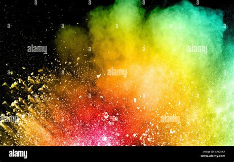 Abstract Color Powder Explosion On Black Backgroundabstract Freeze