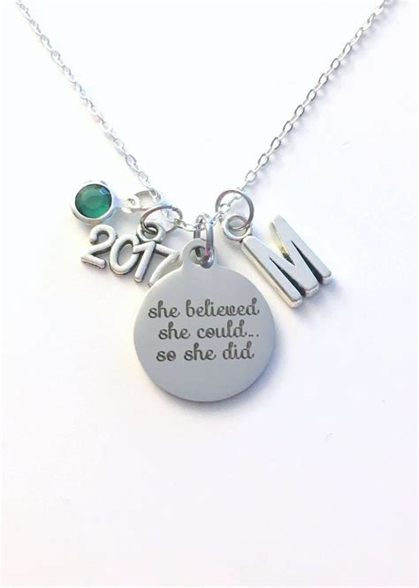 Graduation Necklace 2022 She Believed She Could So She Did Etsy Canada Graduation Necklace