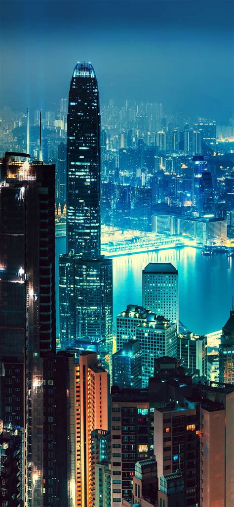 배경 화면 야경 도시 홍콩 고층 빌딩 조명 3840x2160 Uhd 4k 그림 이미지