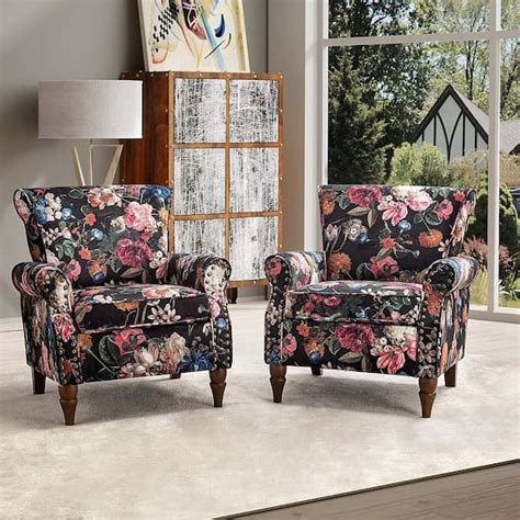 Jayden Creation Auria Contemporary Black Polyester Armchair With Nailhead Trim And Turned Legs