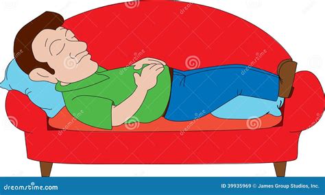 Man Napping On Sofa Cartoon Vector 39935969