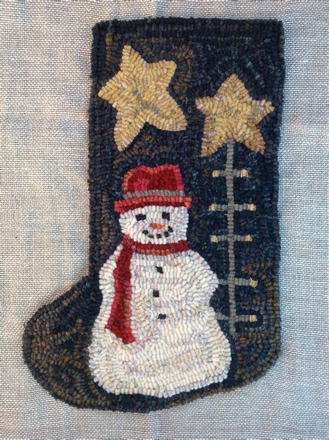 Rug Hooking Pattern Snowman And Tree Stocking P207 Christmas