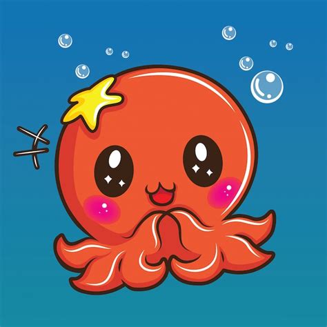 Cute Squid Cartoon Animal Cartoon Concept Premium Vector