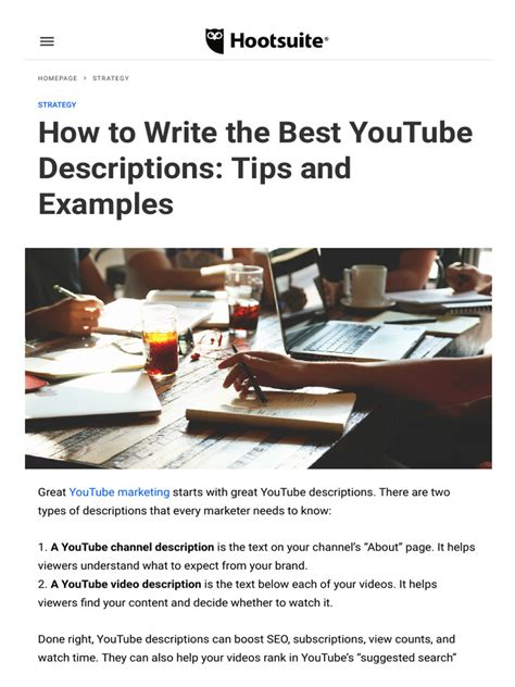 How To Write The Best Youtube Descriptions Tips And Examples Pdf