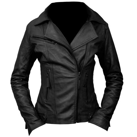 Women S Fashionable Black Biker Leather Jacket
