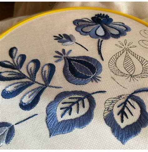 Crewel Embroidery Seed Stitch Gradient Leaves Embroidery Patterns