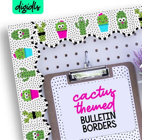 Pretty Cactus Bulletin Board Borders For Classroom Digital Etsy