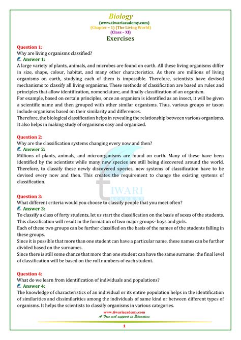Ncert Solutions For Class Biology Chapter The Living World