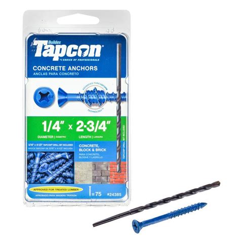 Tapcon 14 In X 2 34 In Phillips Flat Head Concrete Anchors 75 Pack