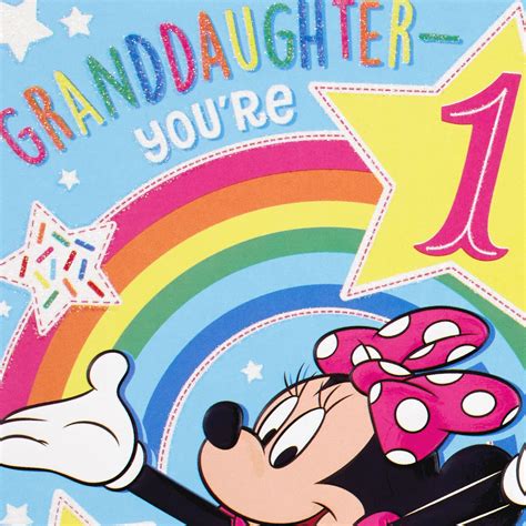 Disney Minnie Mouse 1st Birthday Card With Sticker For Granddaughter