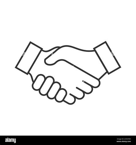 Handshake Line Icon Greeting Gesture Make A Good Business Deal