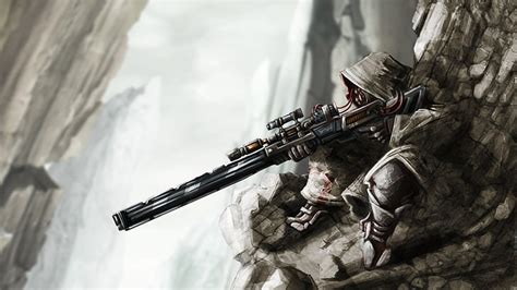 Hd Wallpaper Sniper Anime Illustration Sniper Rifle Soldier Weapon