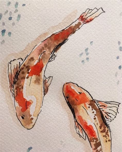 Print Printing Sheet Koi Fish Watercolor Painting Koi Fish Etsy