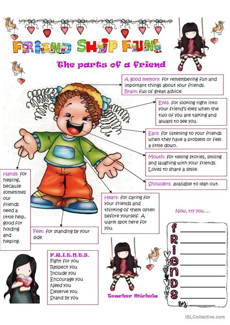 The Parts Of A Friend English Esl Worksheets Pdf And Doc