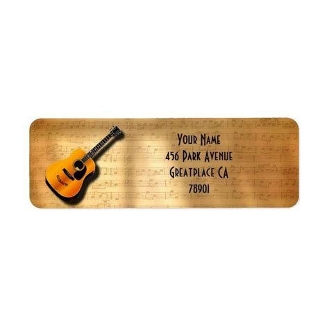 Acoustic Vintage Guitar With Musician Custom Name Label Tap