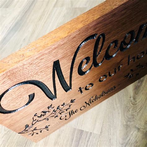 Personalized Welcome To Our Home Sign Carved Wooden Welcome Etsy