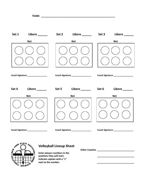 New York Volleyball Lineup Sheet Template Volleyball Officials