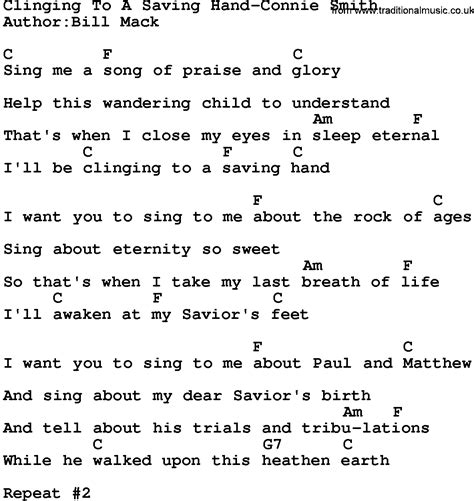Country Musicclinging To A Saving Hand Connie Smith Lyrics And Chords
