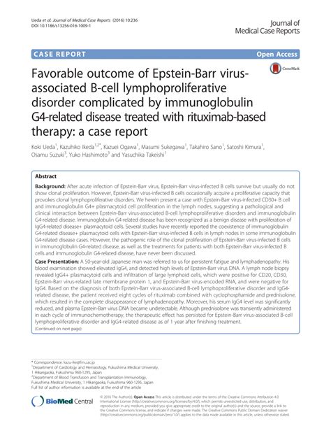 Pdf Favorable Outcome Of Epstein Barr Virus Associated B Cell