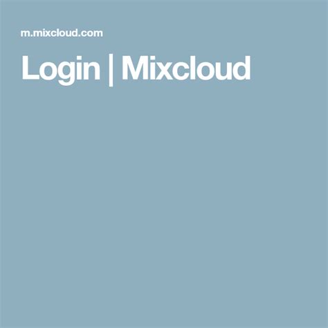 Login | Mixcloud | Eventos