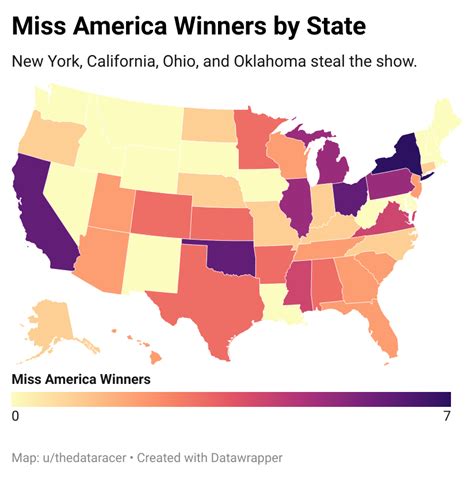 Oc Miss America Winners By State Dataisbeautiful