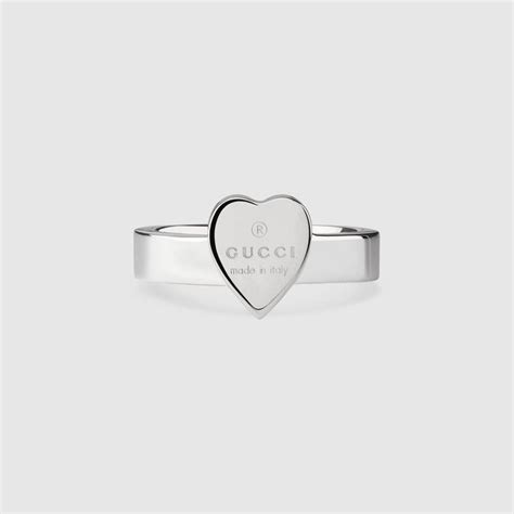 Gucci Heart Ring With Gucci Trademark Womens Silver Jewelry Heart