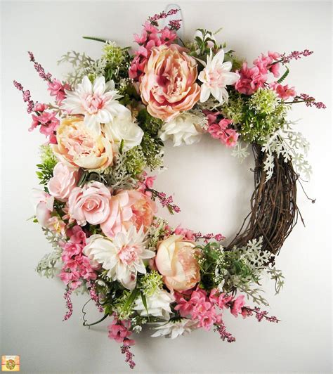 Spring Floral Grapevine Wreath, Peonies Grapevine Wreath, Romantic Grapevine Wreath, Summer ...