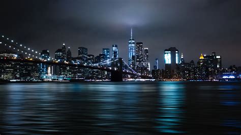 1069 kb wallpaper uploaded by: New York City Night Lights Brooklyn Bridge 5K Wallpapers ...