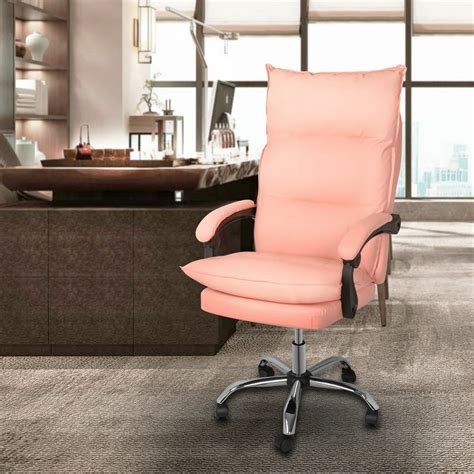 magshion high back faux leather ergonomic heavy duty executive swivel office desk chair pink