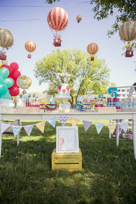 Hot Air Balloon Up Up And Away First Birthday Party