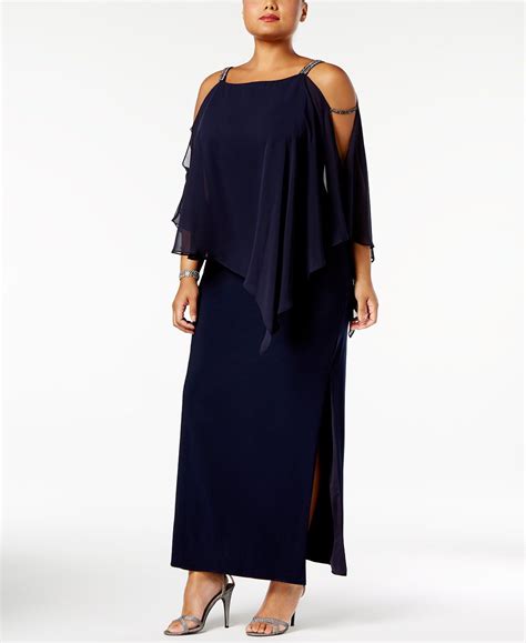 Xscape Plus Size Embellished Chiffon Overlay Gown