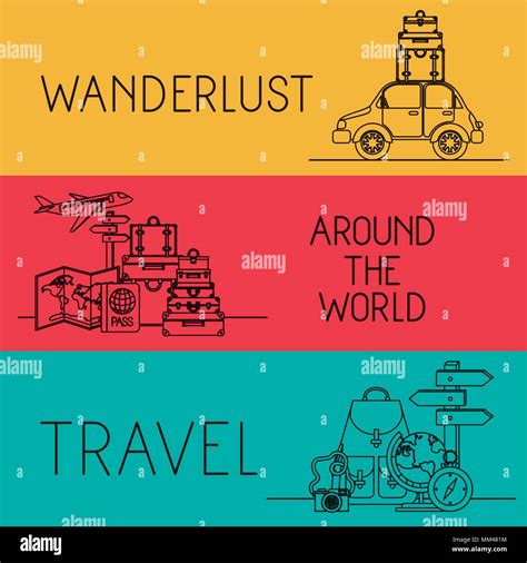 Travel Around The World Set Icons Stock Vector Image And Art Alamy
