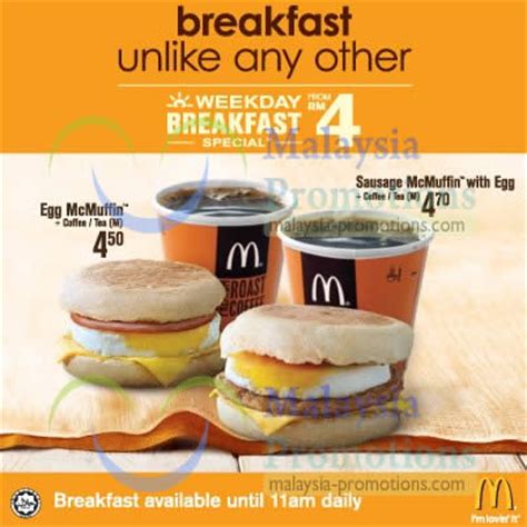 Hamburgers, cheeseburgers, chicken within their breakfast range you can expect a variety of pancakes, sausage, coffee and orange juice. McDonalds 23 Jan 2013 » McDonald's New RM4 Weekday ...