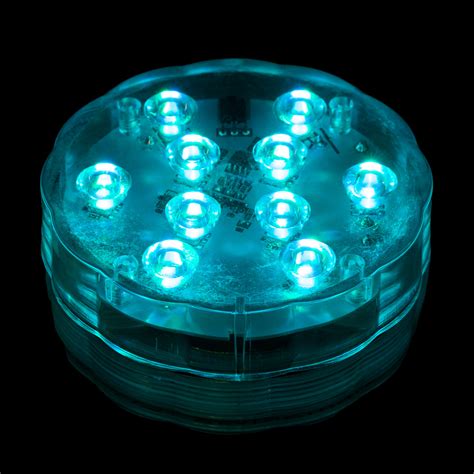 2 Pack Remote Controlled 10 Led Multi Color Submersible Led Light