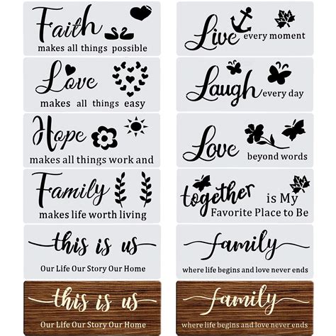 10 Pieces Words Stencils Templates Inspirational Quote Sign Stencils
