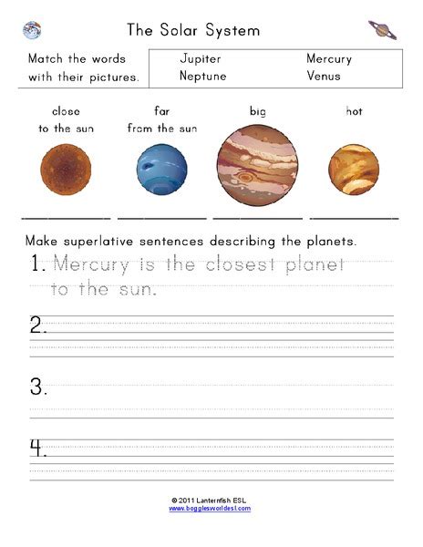 The Solar System Worksheet For 3rd 5th Grade Lesson Planet