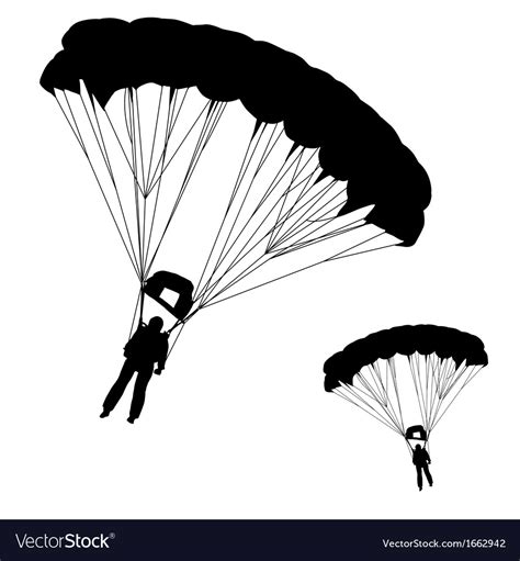 Skydiver Silhouettes Parachuting Royalty Free Vector Image