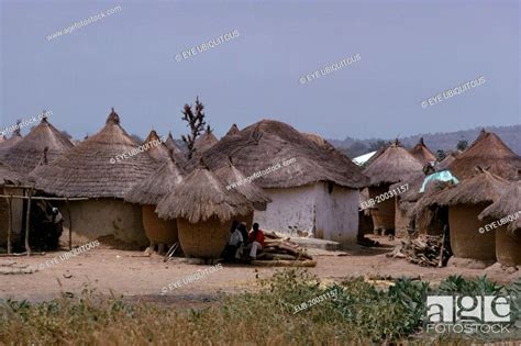 Circular Thatched Mud Huts In The Village Between Abuja And Keffi