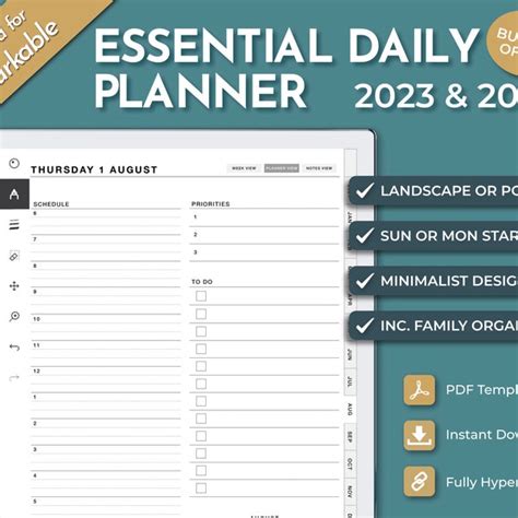 Remarkable 2023 2024 Daily Planner Etsy