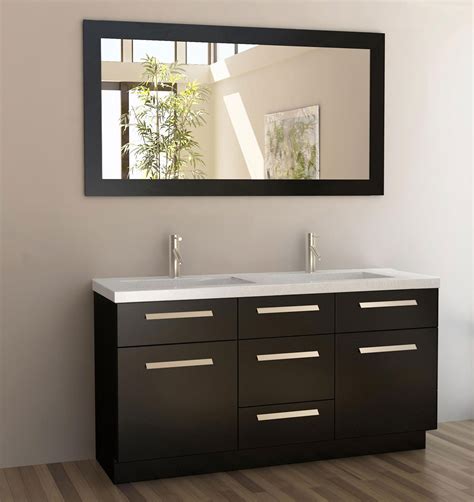 Bringing in contemporary chic to your bathroom, this beautiful vanity mirror with led stripes will create a. 60" Moscony Double Sink Vanity - Espresso - Bathgems.com