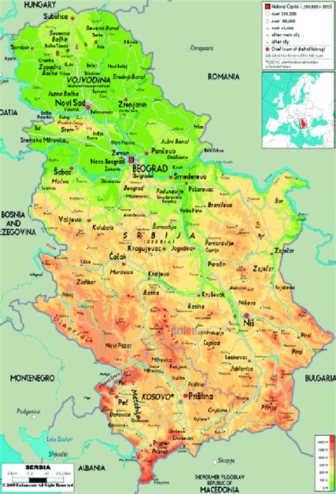 The Physical Map Of Serbia Showing Major Geographical Features Like Download Scientific Diagram